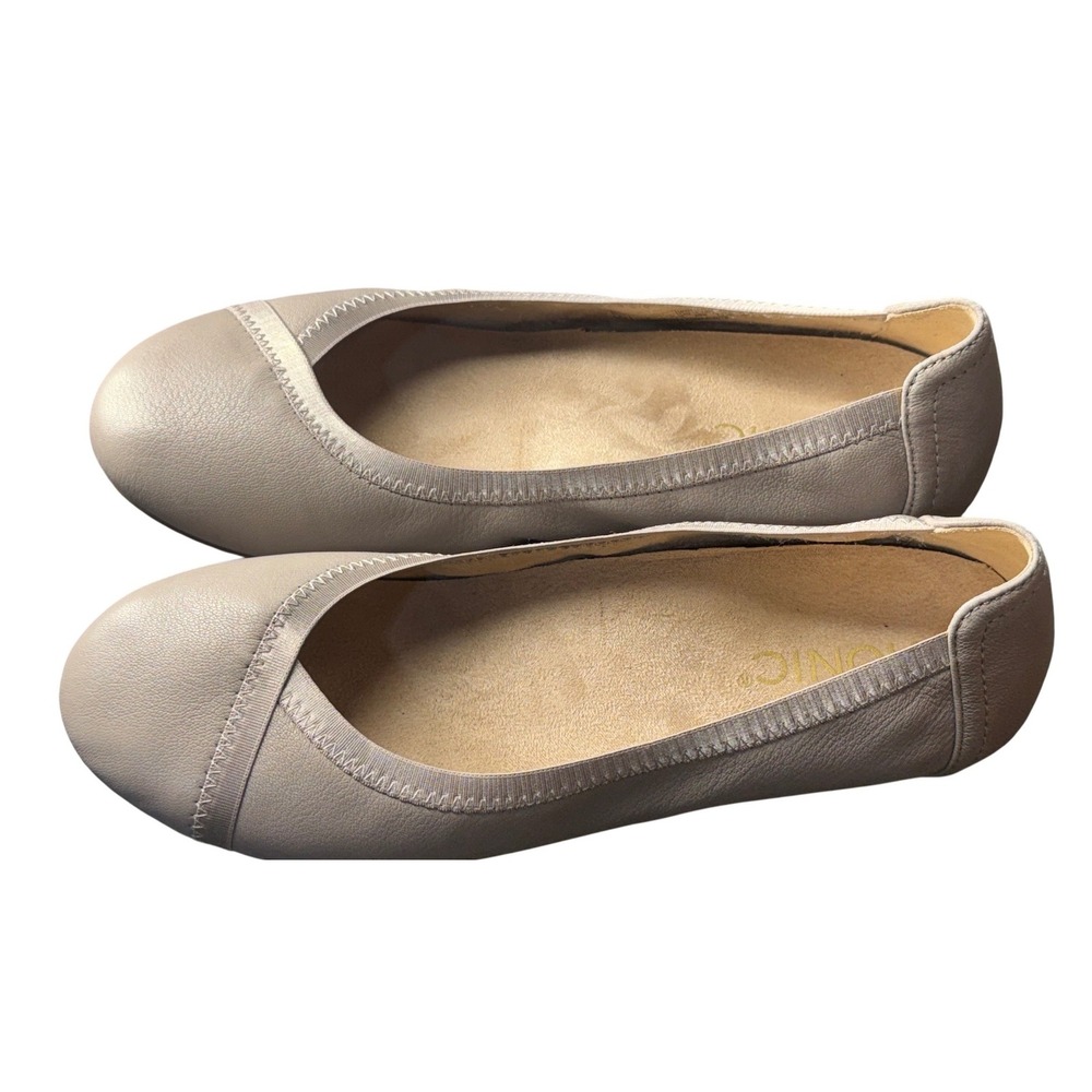 Vionic Spark Caroll Ballet Flats Womens‎ 6.5 Light Gray Leather Orthotic Shoes